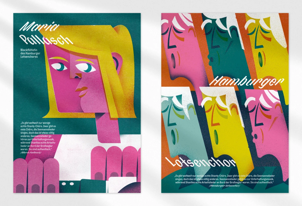 Yvonne Alon &ndash; Plakatillustration zur Ausstellung Wellenschlagen