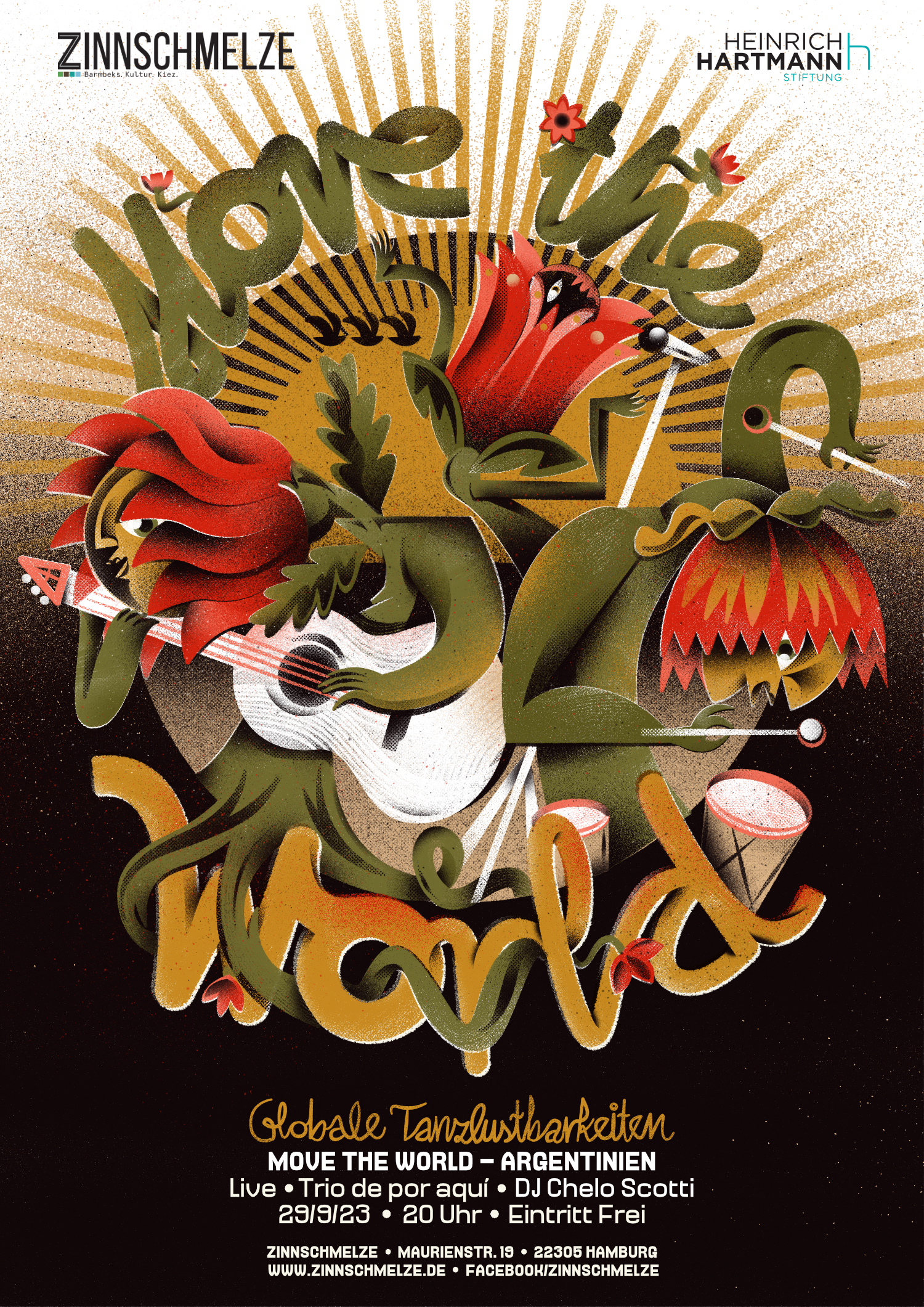 Yvonne Alon – Plakatillustration für Musikveranstaltung Move the World